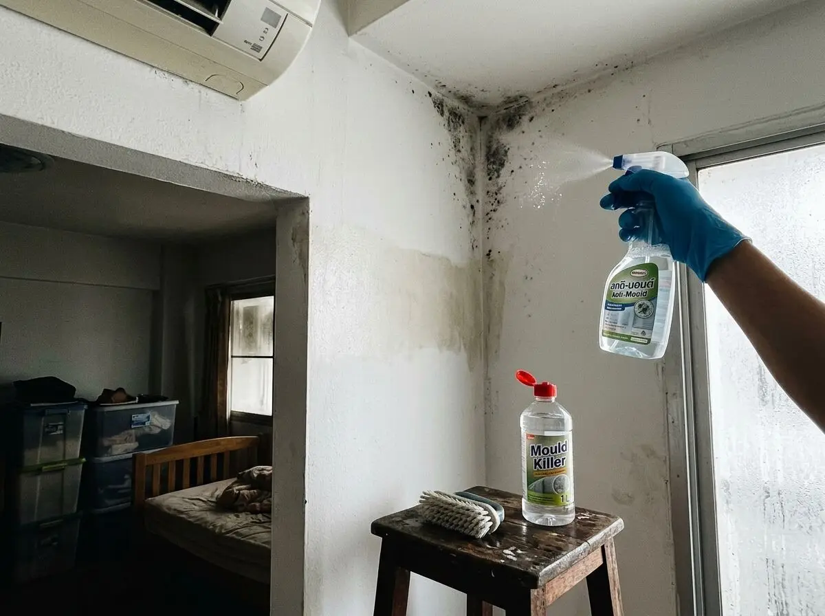 RenoRova crew performing sealing & anti-mould in a Bangkok condo